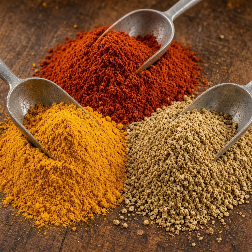 Indian spice blends and seeds in commercial bulk parcels