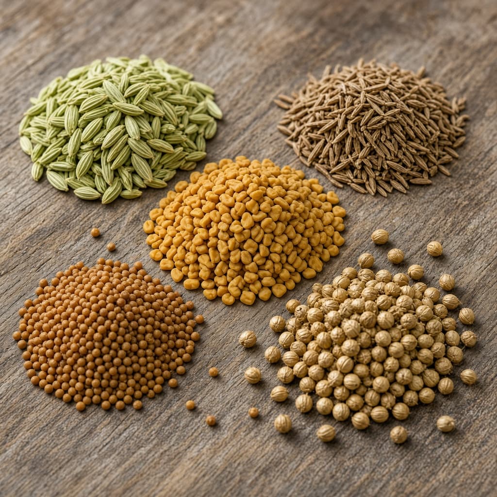 Mustard, coriander and cumin spice seeds ready for dispatch