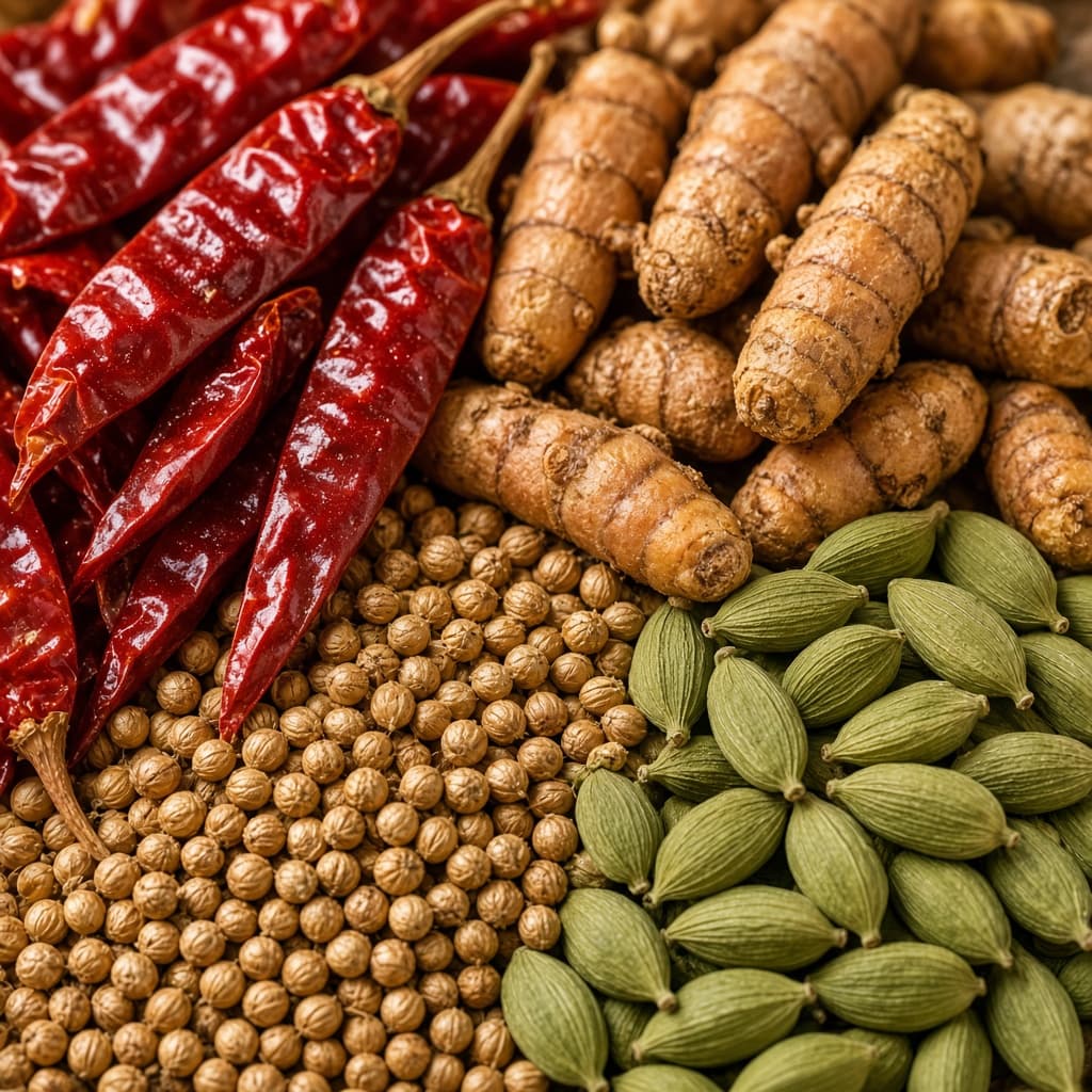 Whole natural Indian spices and condiments wholesale trading